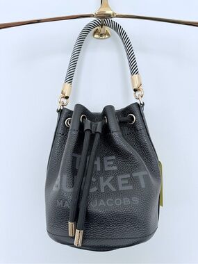 Marc Jacobs The Bucket Black Leather Drawstring Bag